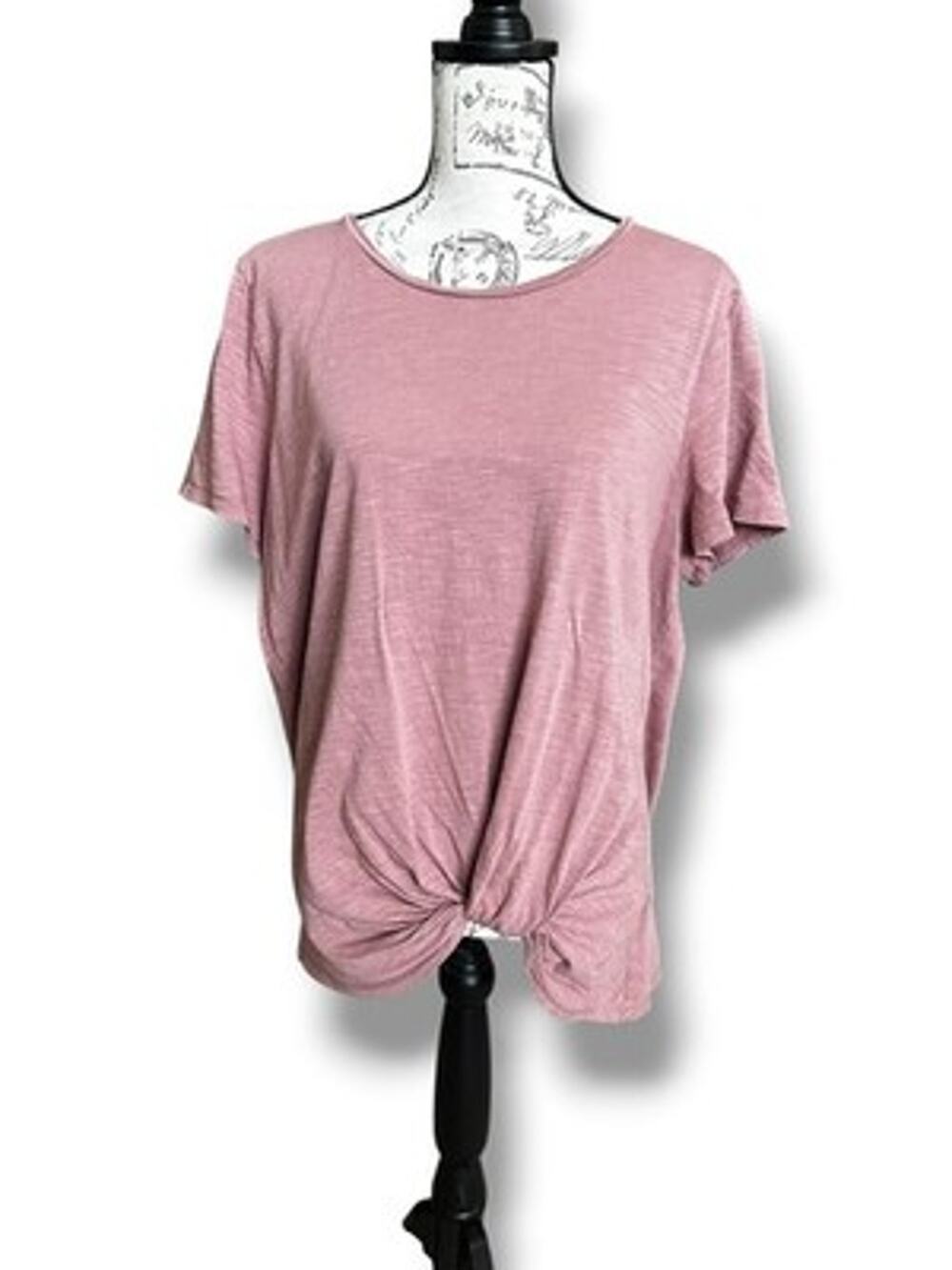 Maurice's 24/7 Rose Pink Slub Knit Knot Hem Short Sleeve Cotton Modal T-shirt 1X
